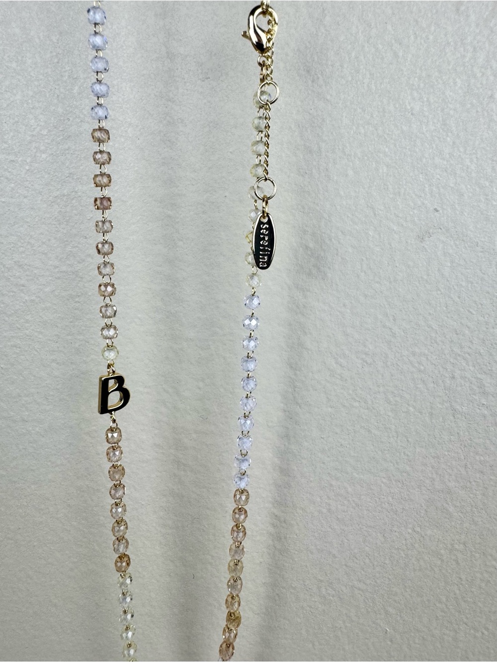 Anthropologie Gold Beaded Initial B Necklace